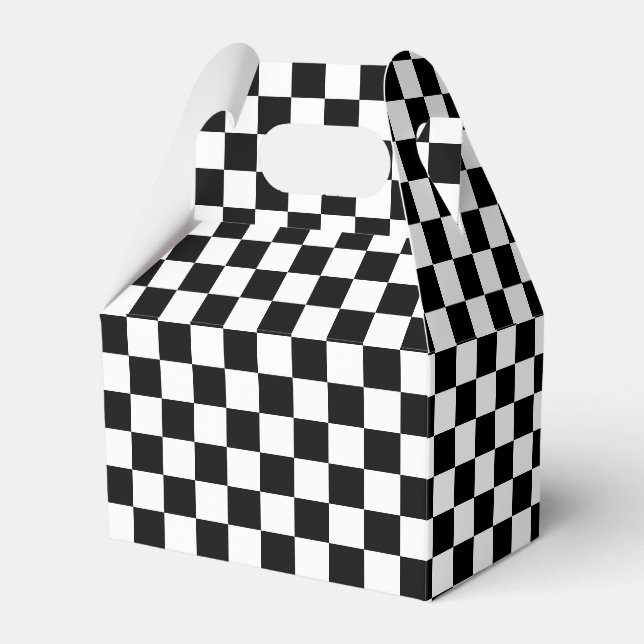 Black Chequered Favour Box (Front Side)