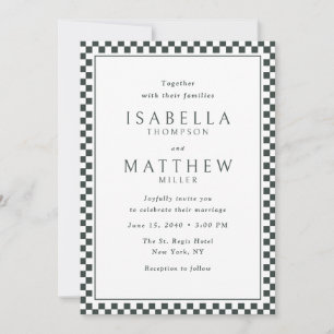 Black Chequered Frame Wedding Invitation