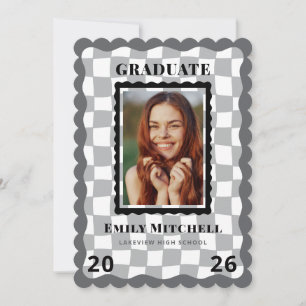 Black Chequered Grad Announcement with Photo