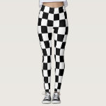 Black Chequered Leggings<br><div class="desc">retro black and white chequered patterned leggings</div>