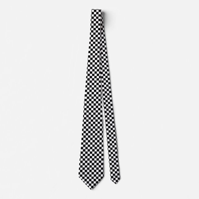 Black Chequered Mod Racing Pattern Tie (Front)