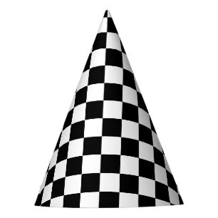 Black Chequered Party Hat