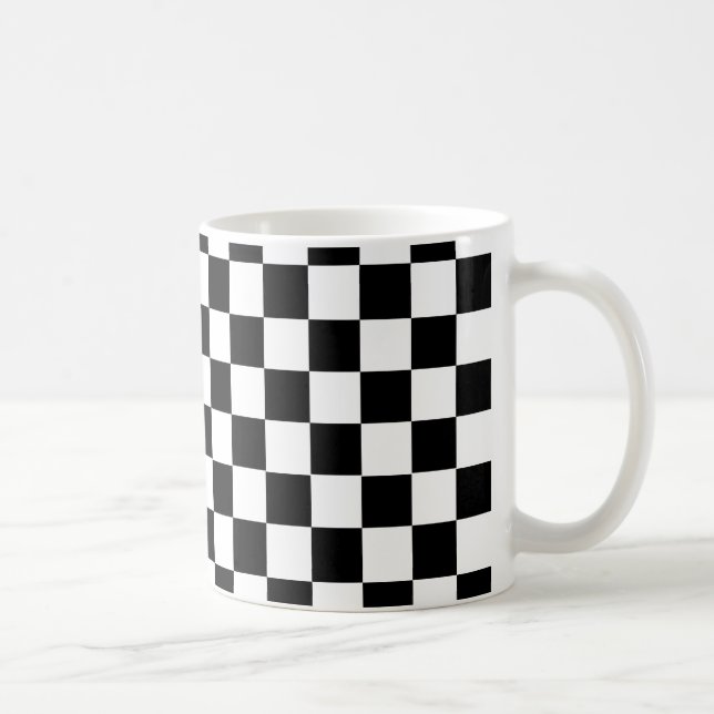 Black Chequered Pattern Coffee Mug (Right)