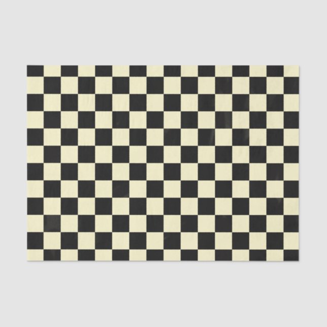 Black Chequered Picnic Check Simple Deco Pattern Tissue Paper (Front)