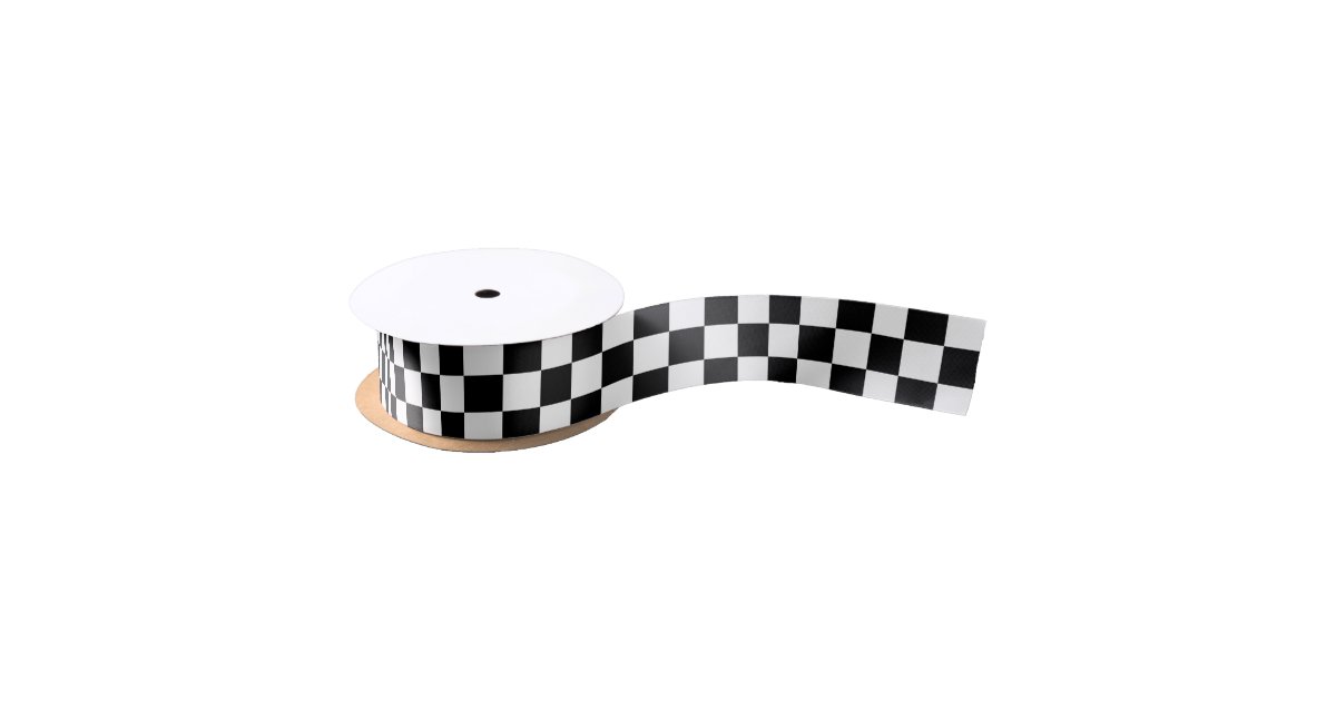 Black Chequered Satin Ribbon | Zazzle