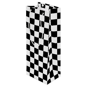 Black Chequered Wine Gift Bag