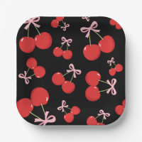 Black Cherries Pink Bow Coquette Birthday Party