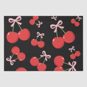 Black Cherries with Pink Bow Coquette Tissue Paper