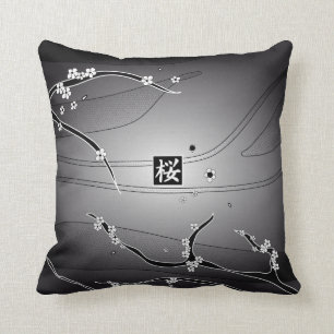 Black Cherry Blossom Tree Cushion