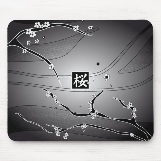 Black Cherry Blossom Tree Mouse Pad (Front)
