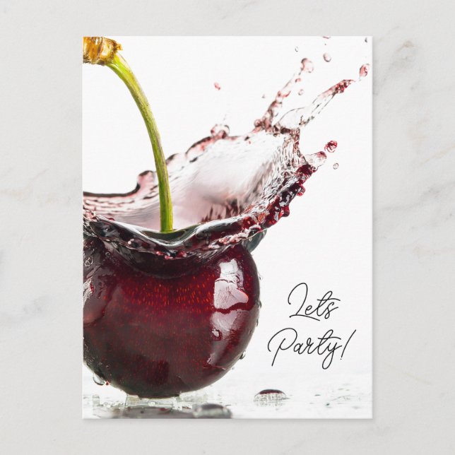 Black Cherry Party Invitation  Postcard (Front)