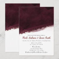 Black Cherry Watercolor & Gold Modern Chic Wedding