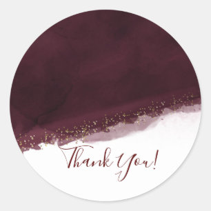 Black Cherry Watercolor Gold Modern Elegant Favour Classic Round Sticker