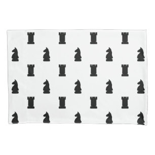 Black Chess Pieces Knight and Rook Pillowcase