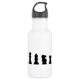 Black chess pieces on white 532 ml water bottle