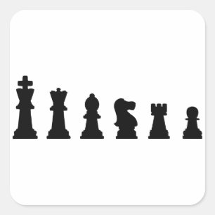 Black chess pieces on white square sticker