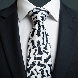 Black Chess Pieces Tie