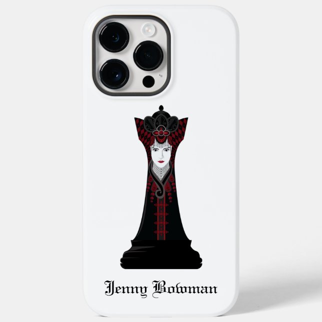 Black Chess queen / Personalised Name Case-Mate iP iPhone Case (Back)