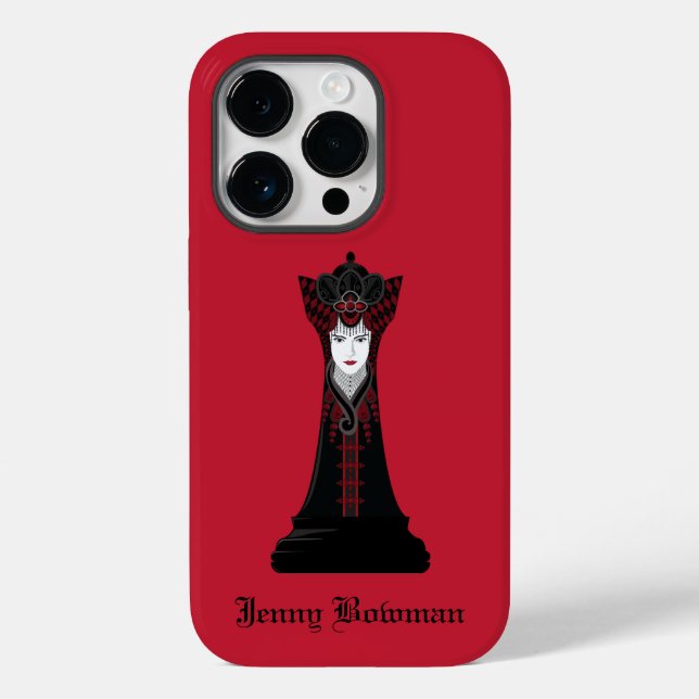 Black Chess queen / Personalised Name Case-Mate iPhone Case (Back)