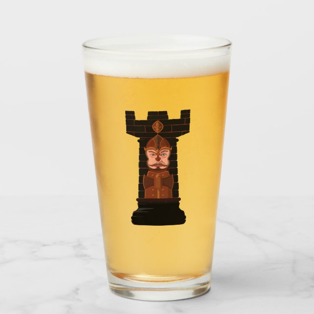 Black Chess Rook Glass (Front Filled)