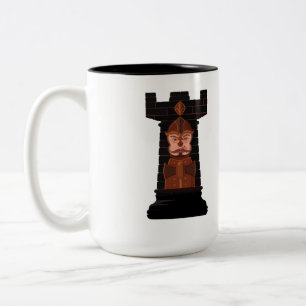 Black Chess Rook Two-Tone Coffee Mug