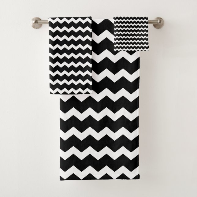 Black Chevron Bath Towel Set (Insitu)