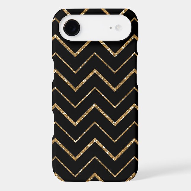 Black Chevron Gold Faux Glitter Case-Mate iPhone Case (Back)