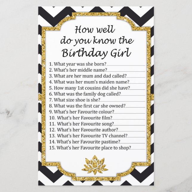 Black Chevron How well do you know the birthday (Front)