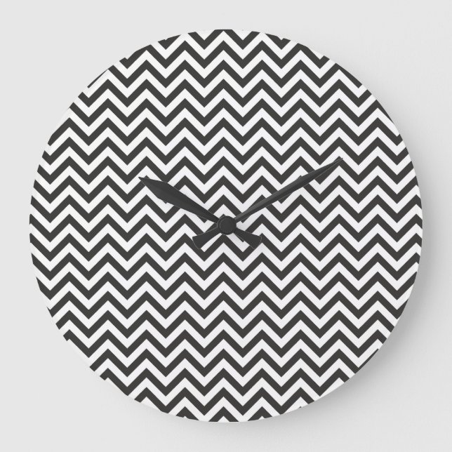 Black Chevron Large Clock (Front)