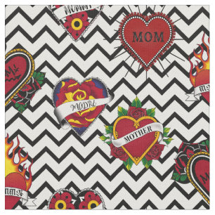 Black Chevron Mum Tattoo Fabric 