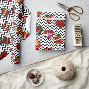 Black Chevron Mum Tattoo  Wrapping Paper