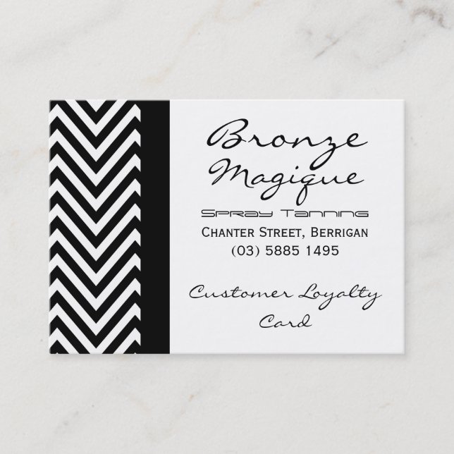 Black Chevron Print Business Customer Loyalty Card (Front)