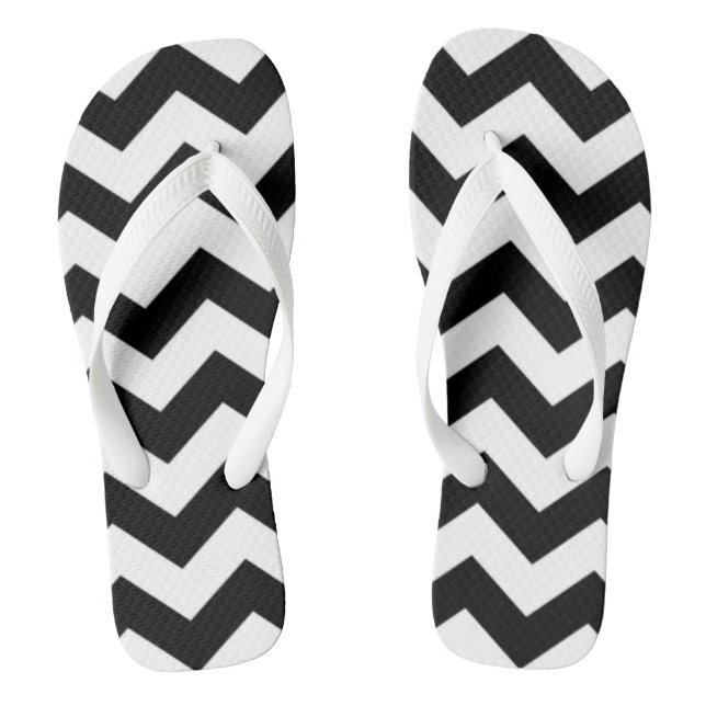 Black Chevron Thongs (Footbed)