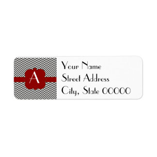 Black Chevron with Gold Trimmed Red Frame Return Address Label