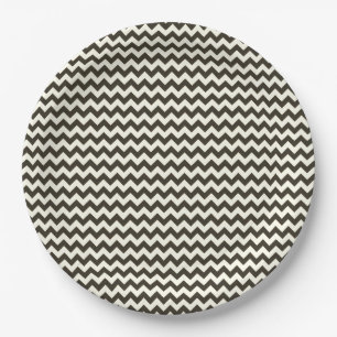 Black Chevron Zigzag Pattern Paper Plate