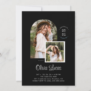 Black Chic Arch Photo Script Overlay Graduation Announcement