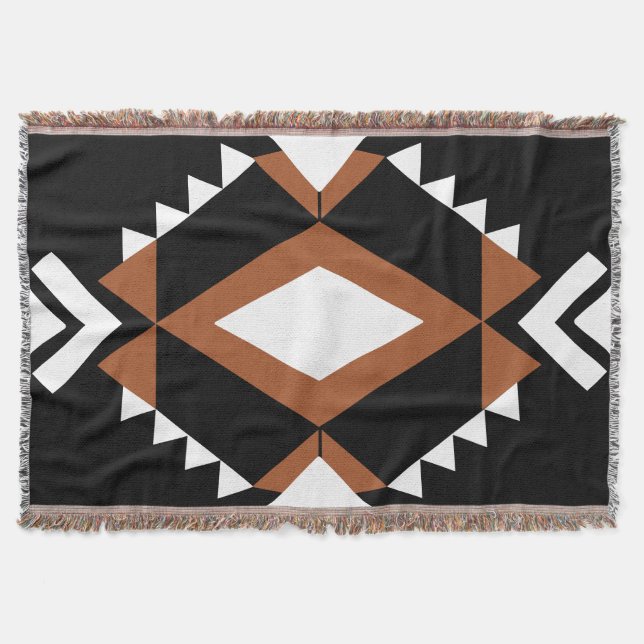 Black Chic bedspread Boho Fransen ceiling Throw Blanket (Front)