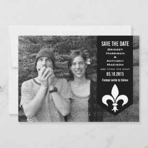 Black Chic Flourish Banner Save the Date Invite