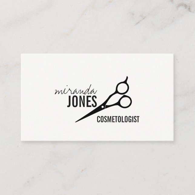 black chic hair stylist modern simple minimal business card (Front)