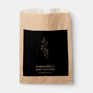 Black Chic Line Art Flower Favour Bag