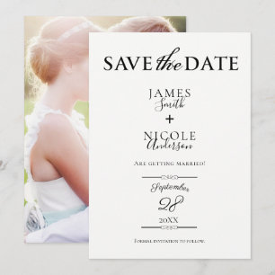 Black Chic Modern Minimal Full Photo Save the Date Invitation