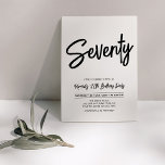 Black | Chic Seventy 70th Birthday Party Invitation<br><div class="desc">Celebrate your special day with this simple stylish 70th birthday party invitation. This design features a chic brush script with a clean layout in black & white colour combo. More designs available at my shop BaraBomDesign.</div>