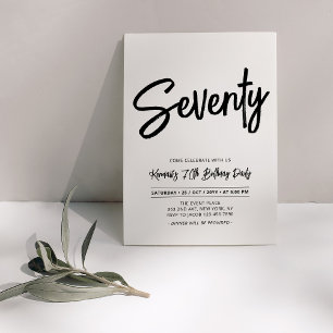 Black   Chic Seventy 70th Birthday Party Invitation