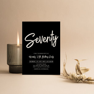 Black   Chic Seventy 70th Birthday Party Invitation