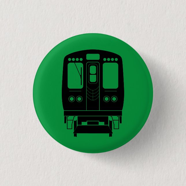 Black Chicago “L” Profile on Green Background 3 Cm Round Badge (Front)