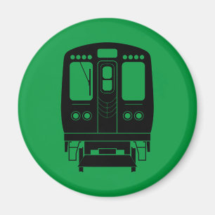 Black Chicago “L” Profile on Green Background Magnet