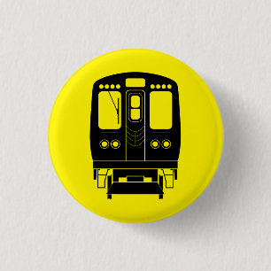 Black Chicago “L” Profile on Yellow Background 3 Cm Round Badge
