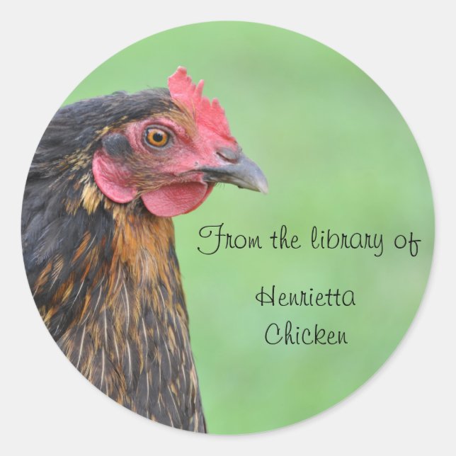 Black chicken bookplate sticker (Front)
