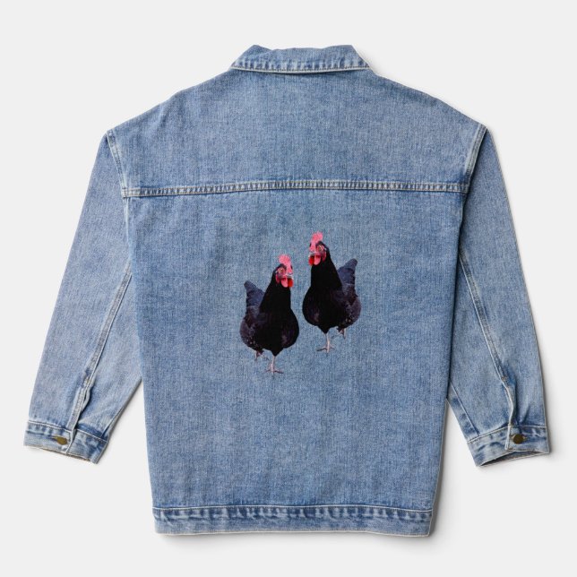 Black Chickens Strut Their Stuff, Denim Jacket (Back)