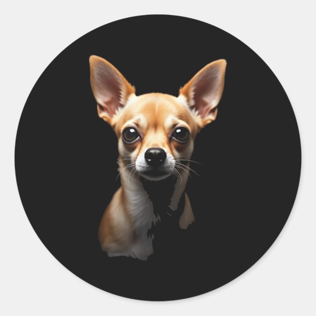 Black Chihuahua Dog Chihuahua Face  Classic Round Sticker (Front)